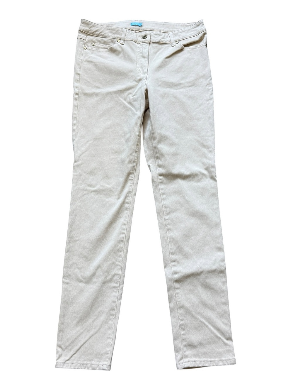 J McLaughlin Cream Stretch Skinny Jeans Neutral Quiet Luxury Pants Size 10 Prep